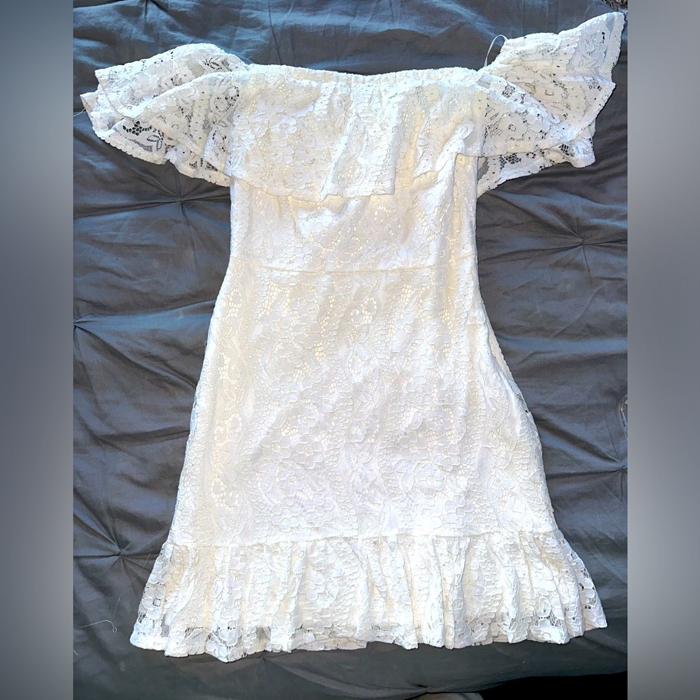 Francesca’s lace off the shoulder mini dress